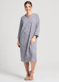 Robe mi-longue manches 3/4 manches 3/4 bleu FRANK WRIGHT femme