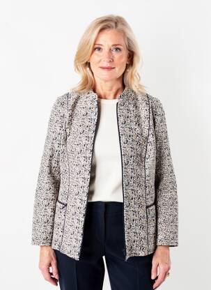 Veste casual col rond gris FRANK WALDER femme