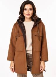 Manteau long a capuche a capuche marron MALIPARMI femme