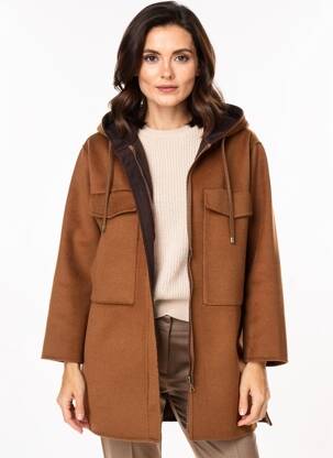 Manteau long a capuche a capuche marron MALIPARMI femme