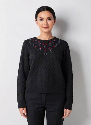 Pull stretch manches longues noir MALIPARMI femme