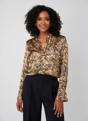 Blouse poignets boutonnés avec fente manches longues beige MASON'S femme