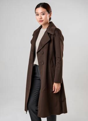 Manteau long coupe cintrée sans capuche marron MALIPARMI femme