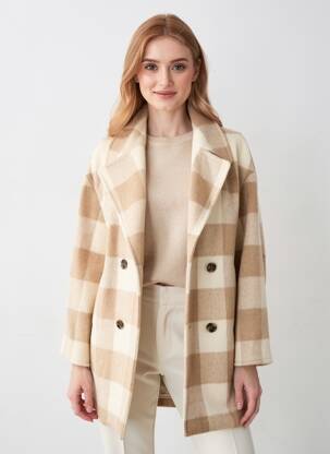 Manteau long coupe cintrée sans capuche beige VIOLANTI femme