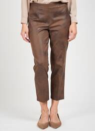Pantalon 7/8 stretch taille normale marron FRANK WALDER femme