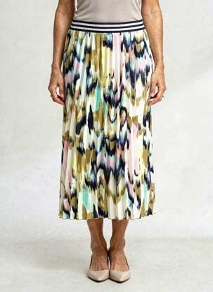 Jupe longue imprimé fantaisie bleu SAMOON femme