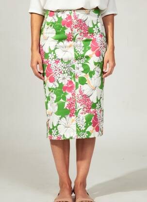 Jupe mi-longue coupe droite vert STEINBOCK femme