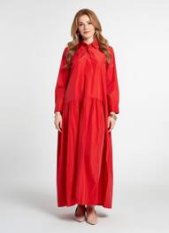 Robe longue manches longues manches longues rouge LAUREN VIDAL femme