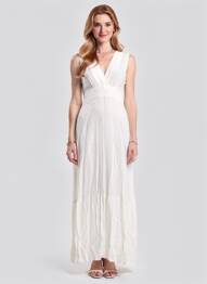 Robe longue sans manche sans manche blanc LAUREN VIDAL femme