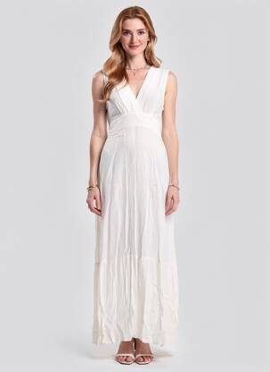 Robe longue sans manche sans manche blanc LAUREN VIDAL femme