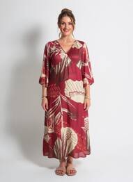 Robe longue manches longues manches longues rouge LAUREN VIDAL femme