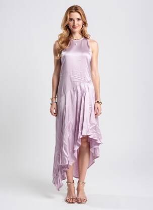 Robe longue coupe évasée sans manche violet LAUREN VIDAL femme