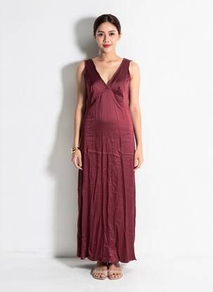 Robe longue sans manche sans manche rouge LAUREN VIDAL femme