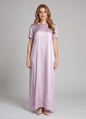 Robe longue manches courtes manches courtes violet LAUREN VIDAL femme