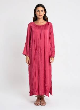 Robe longue manches longues manches longues rouge LAUREN VIDAL femme