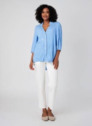 Chemisier col mao manches longues bleu ELISA CAVALETTI femme