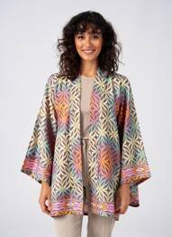 Veste kimono manches longues bleu LAUREN VIDAL femme