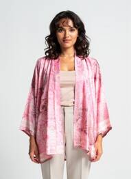 Veste kimono manches longues rose LAUREN VIDAL femme