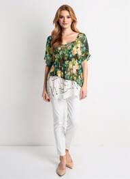 Tunique manches courtes coupe fluide vert ELLY ITALIA femme