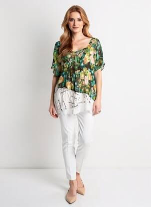 Tunique manches courtes coupe fluide vert ELLY ITALIA femme
