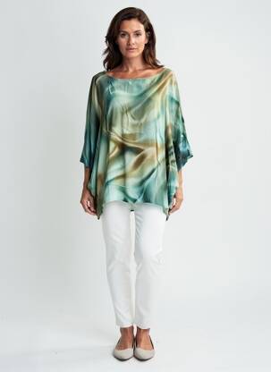 Tunique manches longues col rond bleu LAUREN VIDAL femme