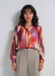 Chemisier imprimé fantaisie manches longues rouge LAUREN VIDAL femme