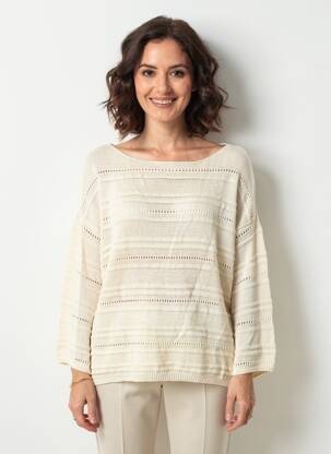 Pull coupe droite manches longues beige LAUREN VIDAL femme