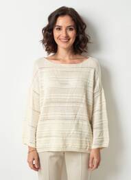 Pull coupe droite manches longues beige LAUREN VIDAL femme