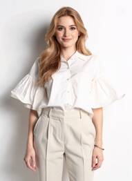 Chemisier coupe droite manches 3/4 blanc LAUREN VIDAL femme