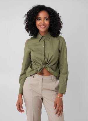Chemisier coupe cintrée manches longues vert LAUREN VIDAL femme