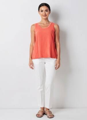 Top coupe cintrée sans manche orange LAUREN VIDAL femme