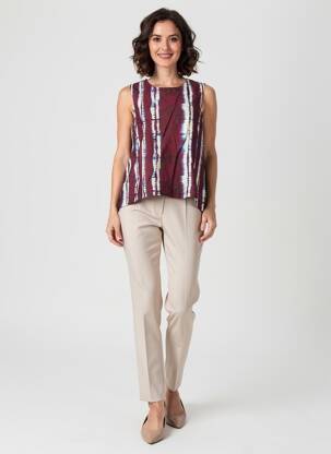 Top imprimé fantaisie sans manche violet LAUREN VIDAL femme