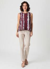 Top imprimé fantaisie sans manche violet LAUREN VIDAL femme