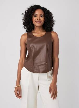 Top coupe cintrée sans manche marron URBANCODE femme