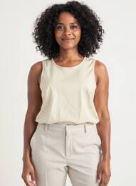 Top coupe cintrée sans manche beige URBANCODE femme