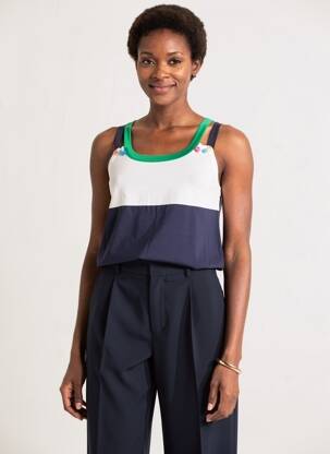 Top imprimé fantaisie fines bretelles bleu JEI'S BY LETIZIA DENARO femme