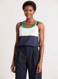 Top imprimé fantaisie fines bretelles bleu JEI'S BY LETIZIA DENARO femme