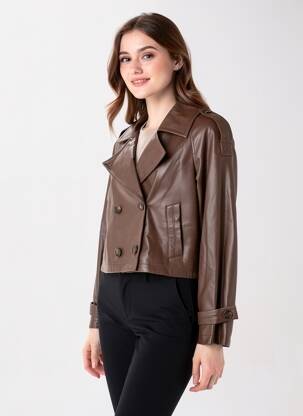 Veste simili cuir poches marron URBANCODE femme