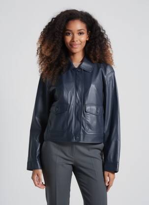 Veste simili cuir manches longues bleu URBANCODE femme