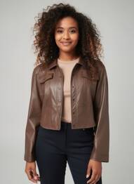 Veste simili cuir poches marron URBANCODE femme