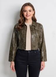Veste simili cuir poches vert URBANCODE femme