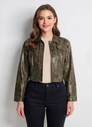 Veste simili cuir poches vert URBANCODE femme