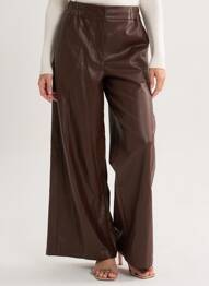 Pantalon large fermeture zippée sous rabat avec crochet taille normale marron URBANCODE femme