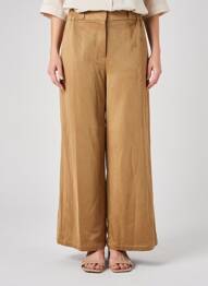 Pantalon large fermeture zippée sous rabat avec crochet taille normale marron URBANCODE femme