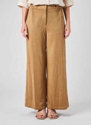 Pantalon large fermeture zippée sous rabat avec crochet taille normale marron URBANCODE femme