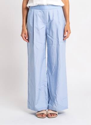Pantalon large fermeture zip latéral taille haute bleu LAUREN VIDAL femme