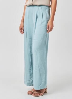 Pantalon large tissage crêpe taille haute vert LAUREN VIDAL femme
