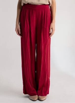 Pantalon large coupe fluide taille haute rouge LAUREN VIDAL femme