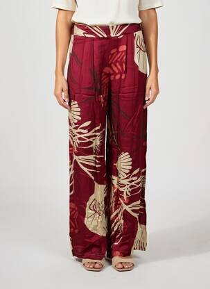 Pantalon large coupe fluide taille normale rouge LAUREN VIDAL femme