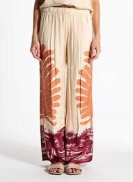 Pantalon large coupe fluide beige LAUREN VIDAL femme